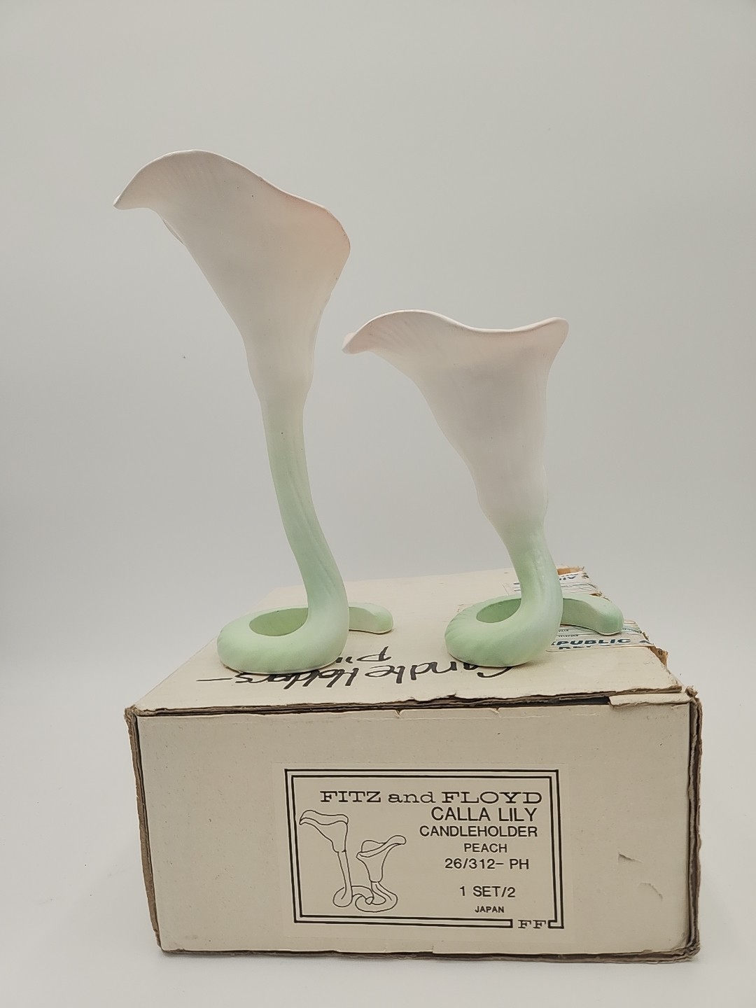 Vintage Fitz & Floyd Calla Lily Candle Holders Set of 2 Original Box EUC Japan