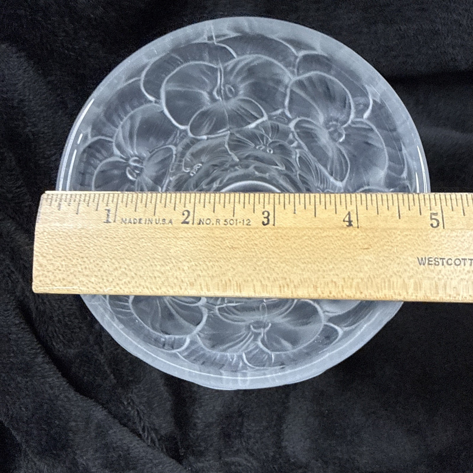 Vintage BAROLAC WEIL Czech Frosted Vase Satin Glass Pansy Flowers 5.5″ Tall