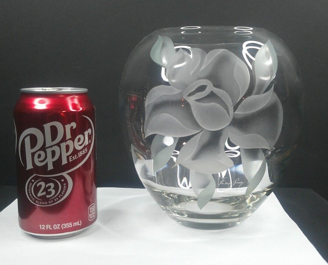 Tiffin, Signed, Rose, Swedish Optic, Vase, American Art Glass, 1940’s, VgCd