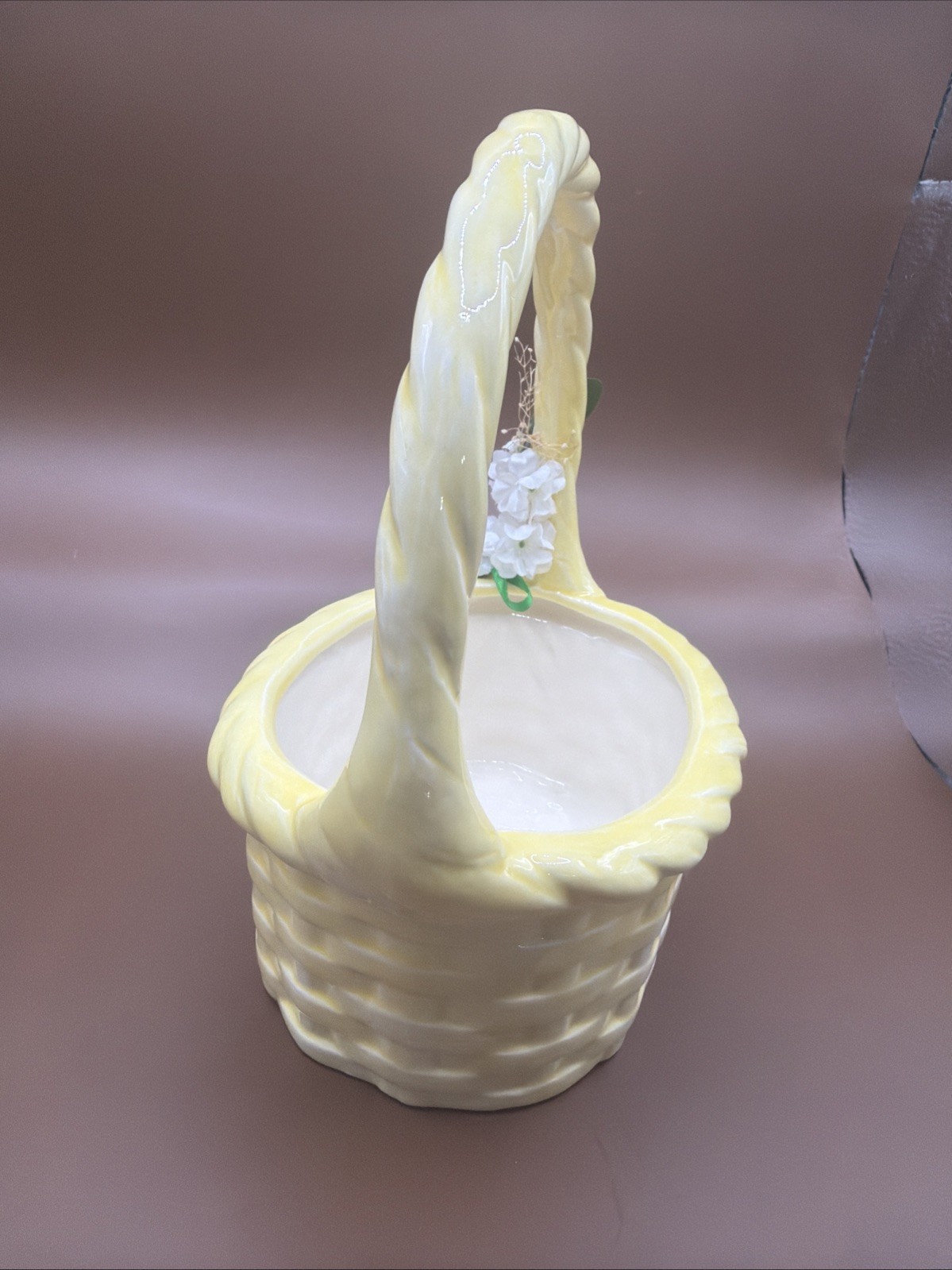vitage Byron molds 1981 Hobbiest Ceramic Yellow Colored Basket With Handle