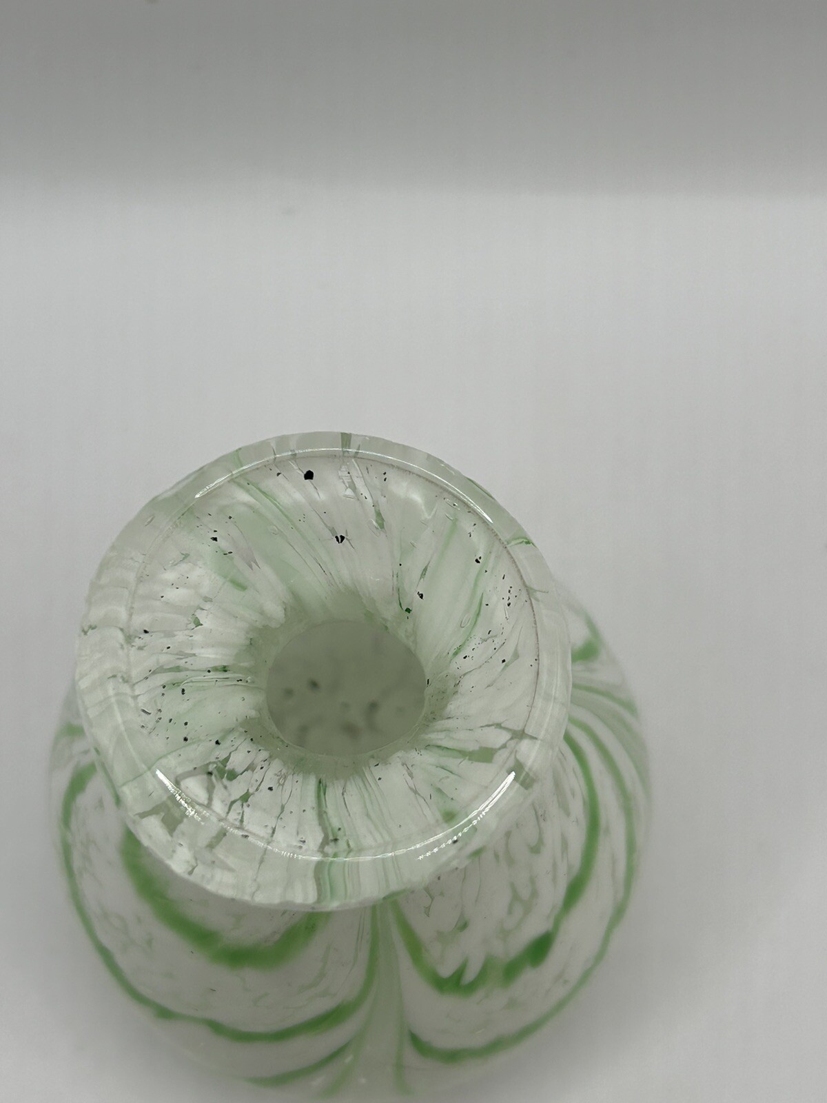 Vintage Art Glass Small Vase Green White