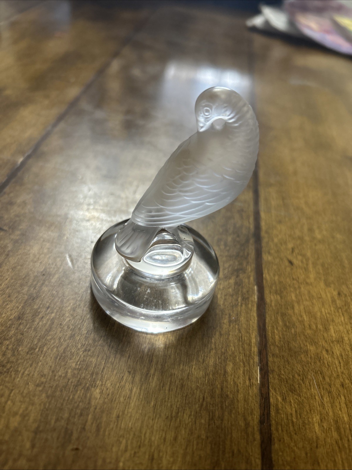 Lalique Vintage Frosted Crystal Turtle Dove C Paperweight