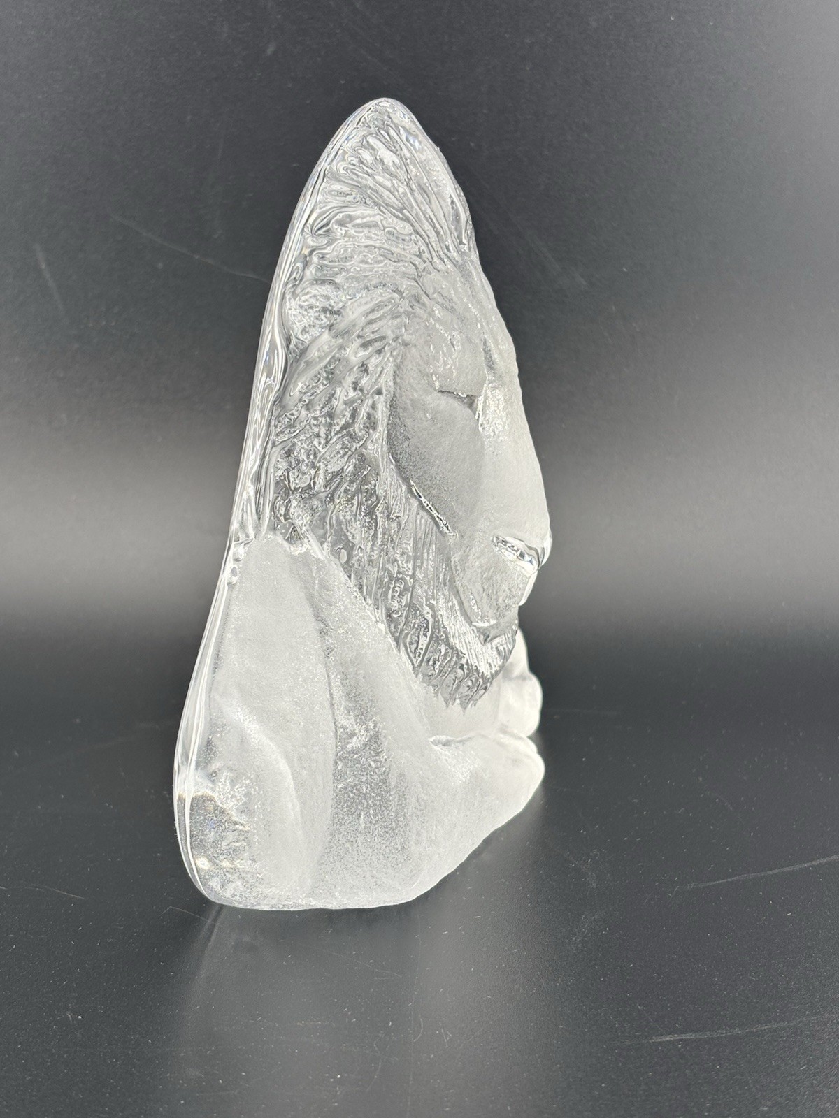 Mats Jonasson Sweden 5.5″ Lion Crystal Paperweight Bookend Signed 2.11 Lbs