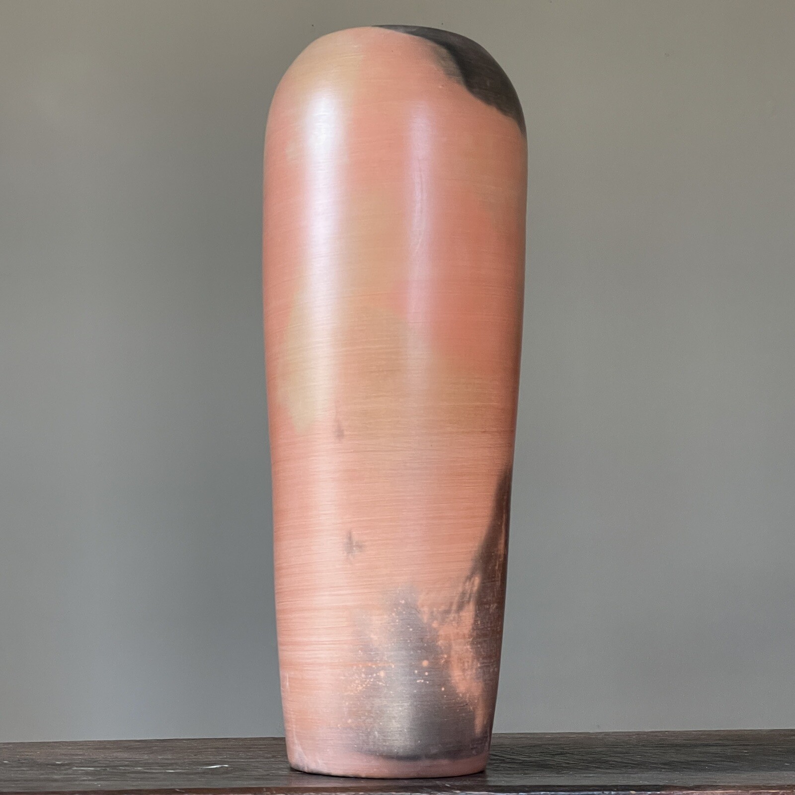 Albert Green (1914-1994) Pale Salmon Colored Porcelain Raku Vase (Signed)