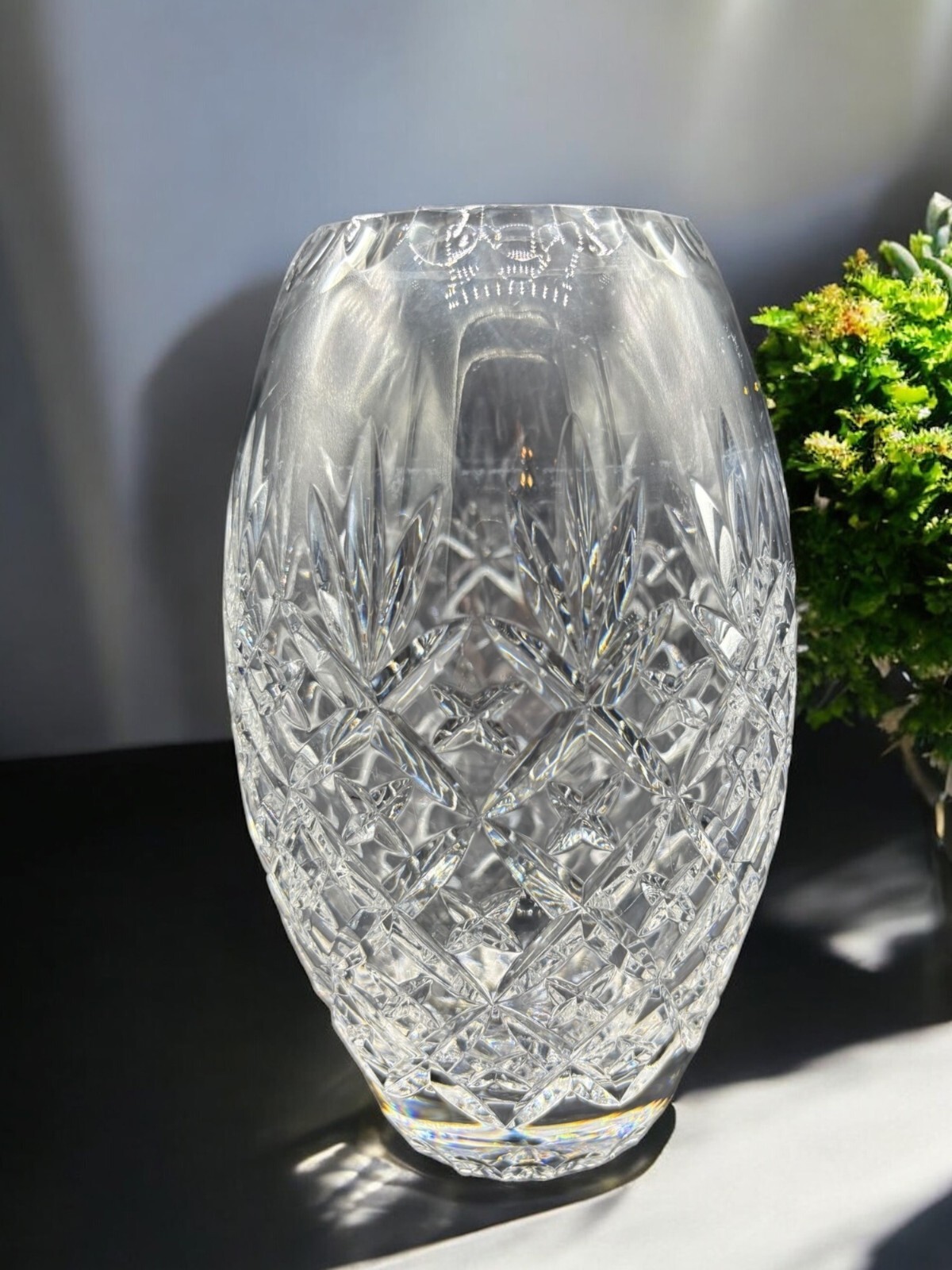 Vintage Crystal Clear Industries Vase 8″ MCM Boho