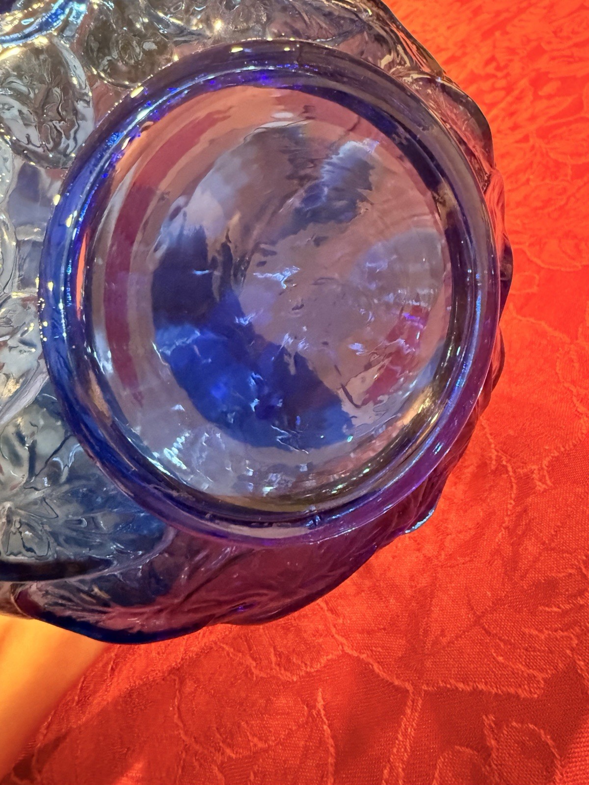 Amazing Vintage Fenton Royal Blue Swan Pond Vase Embossed Signed Ex Condition