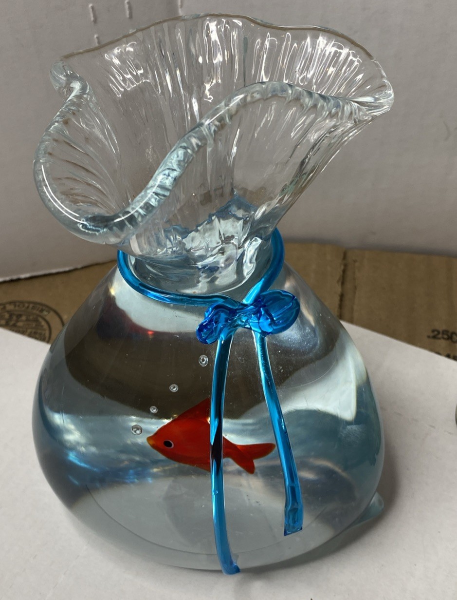 Italian Murano Gold Fish Paperweight Large Version 4LB 6” High