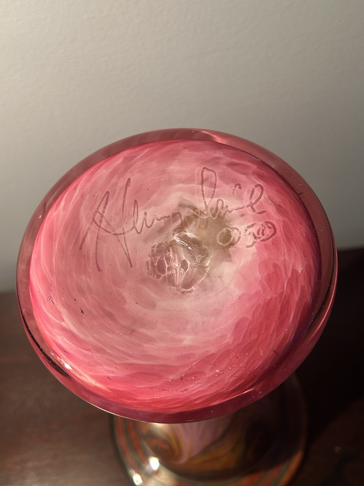 Art Glass Vase Henry Levine Thorne Ridge Studio Signed 05’ Abstract Colorful 11”