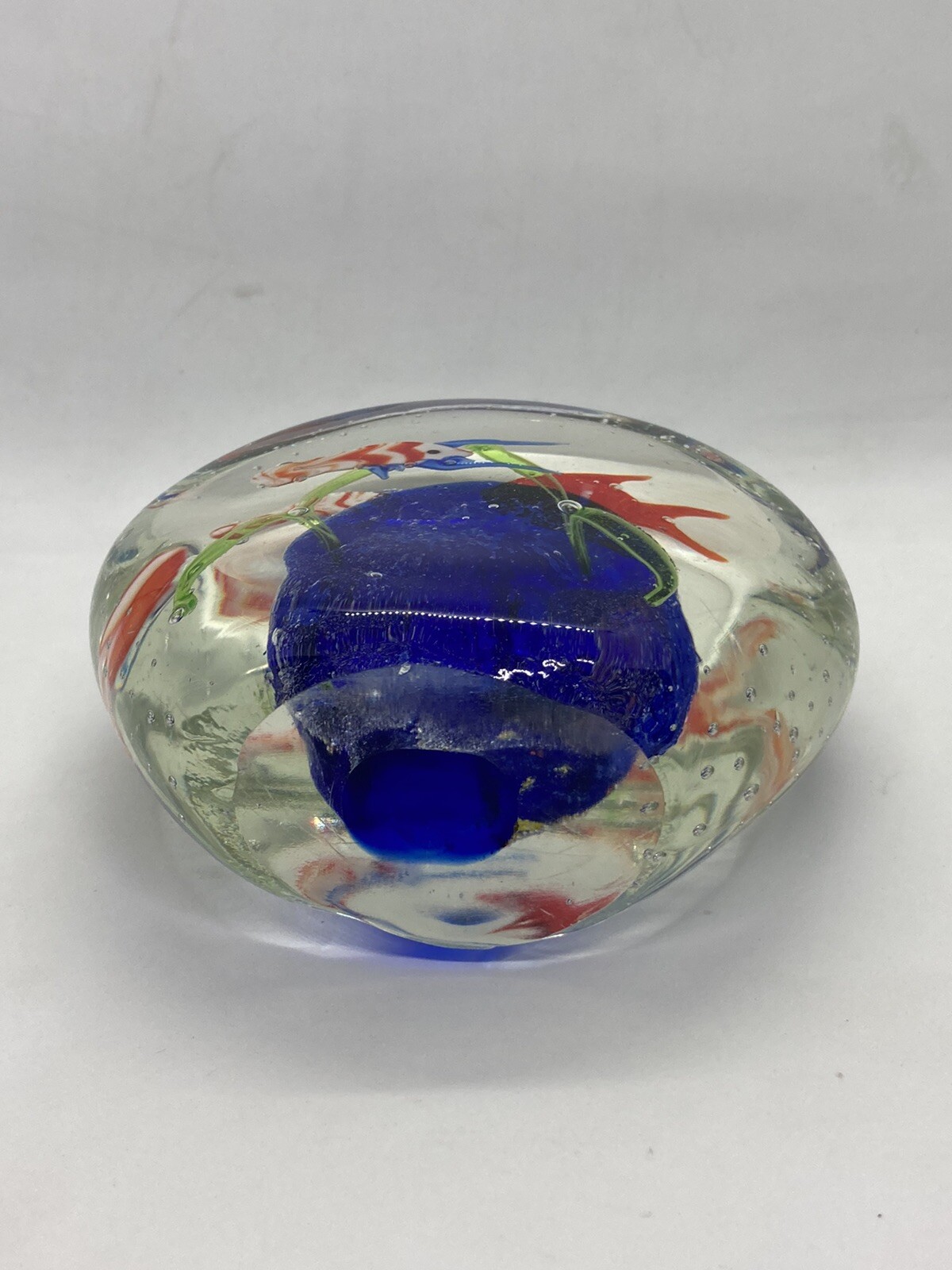 Vintage Crystal Glass Underwater Nemo Fish Shrimp Coral Reef Paperweight 20