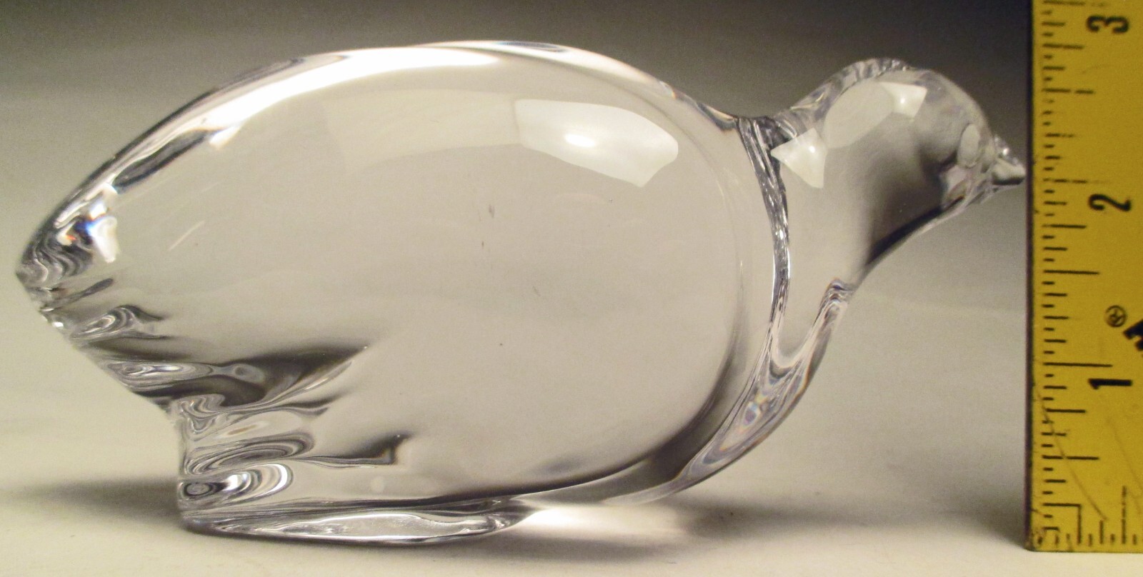 Vintage Daum Nancy Crystal Partridge Figurine France Nancy Acid Mark on Bottom