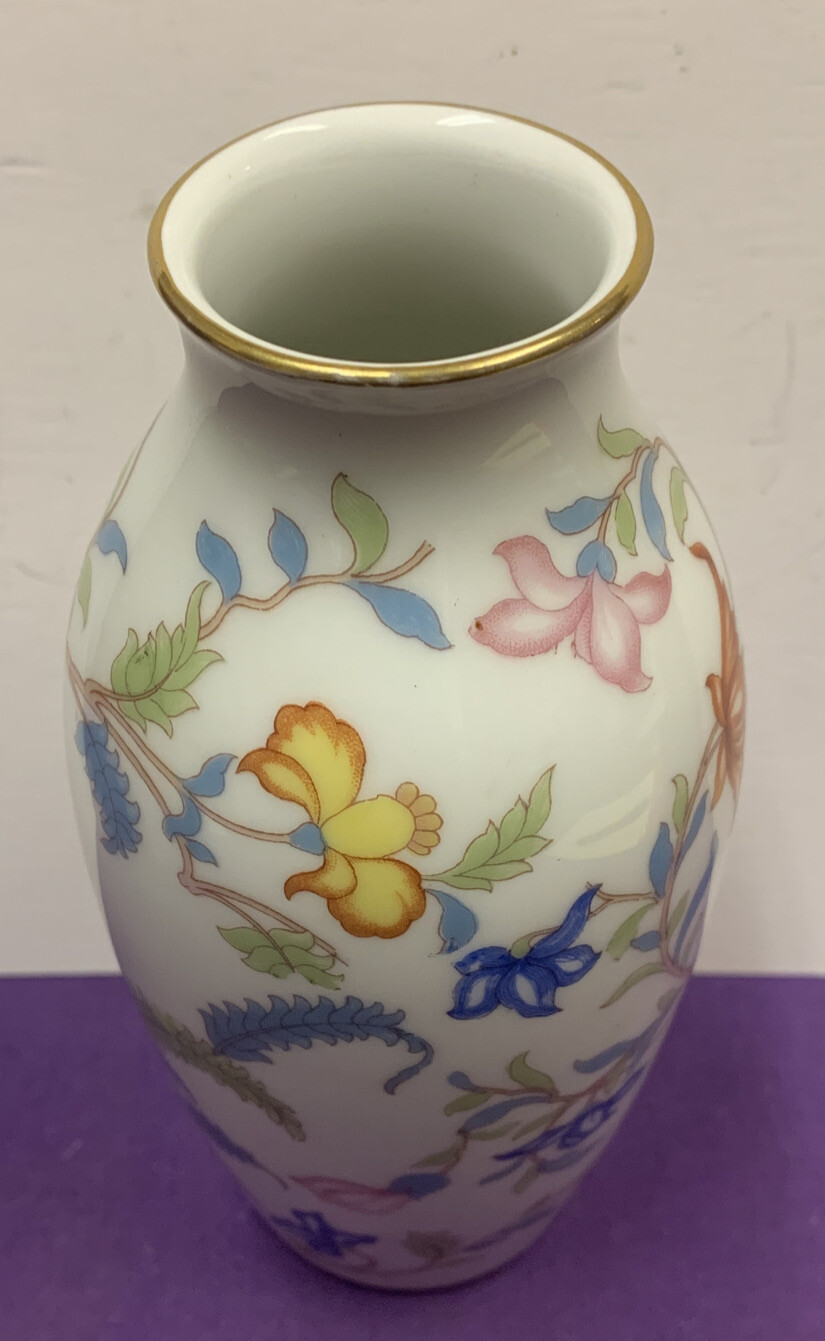 Used Rosenthal Floral Vase Gilt Rim 6 1/2 Inches Bavaria U
