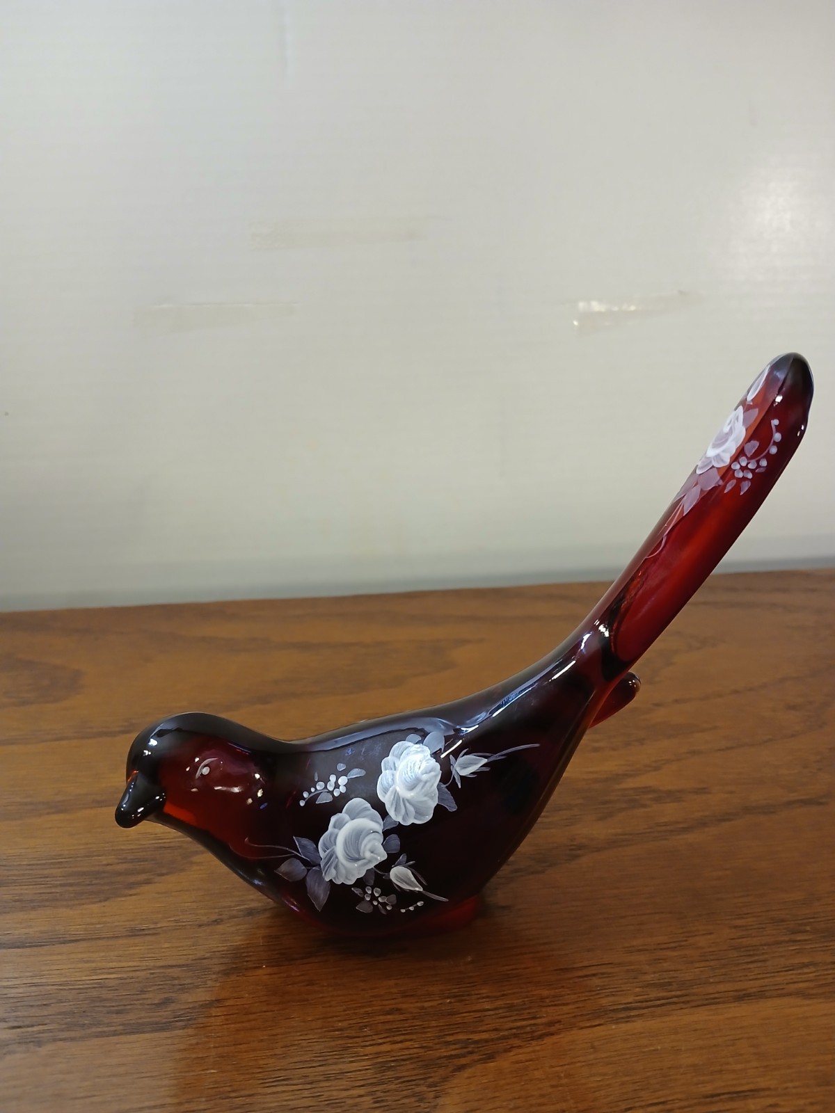 Ruby Red Bird of Happiness Hand Painted by Debi A. Fenton