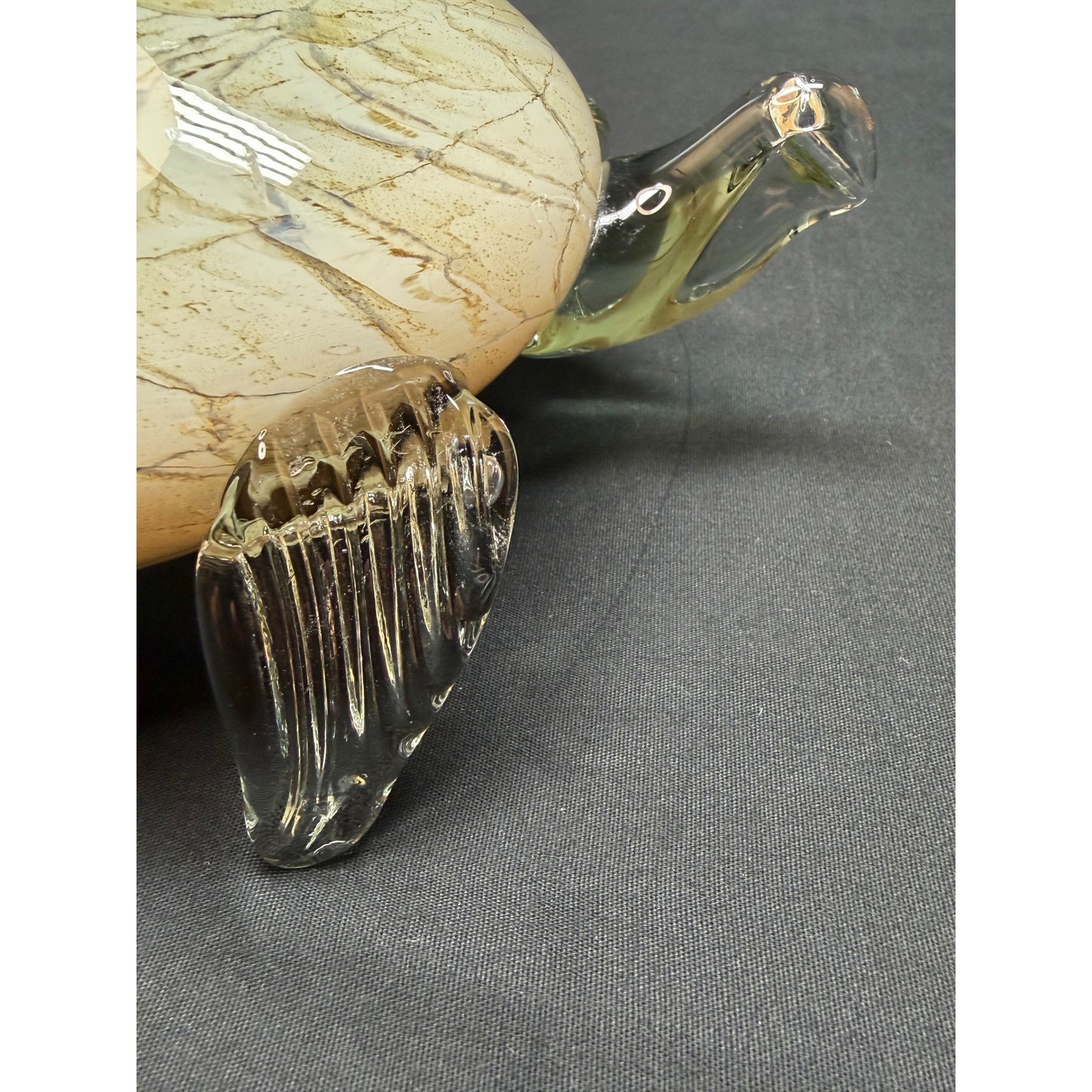 Jozefina Krosno Poland hand-blown art glass sea turtle sculpture, beige shell