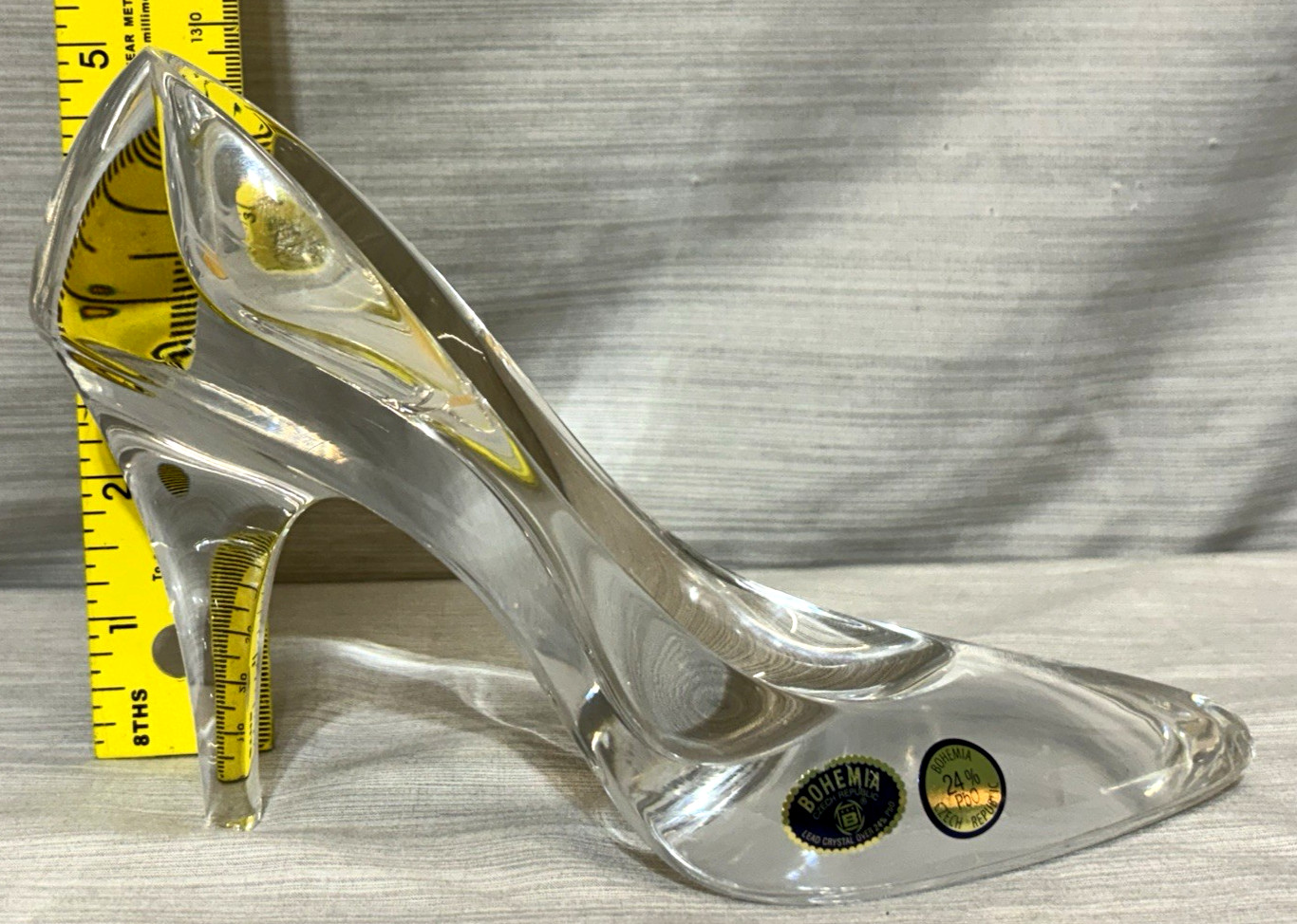 Lead Crystal 24% Cinderella High Heel Slipper Bohemia Czech Republic 7.5″L X 5″H