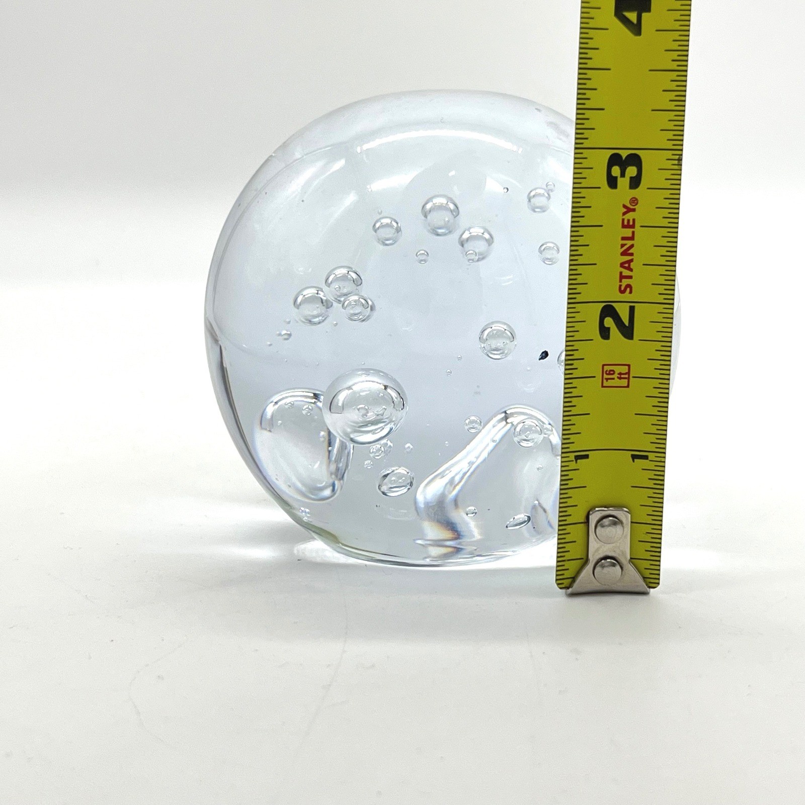 Vintage Clear Controlled Bubble Art Glass Paperweight 3 Inch Spherical Orb