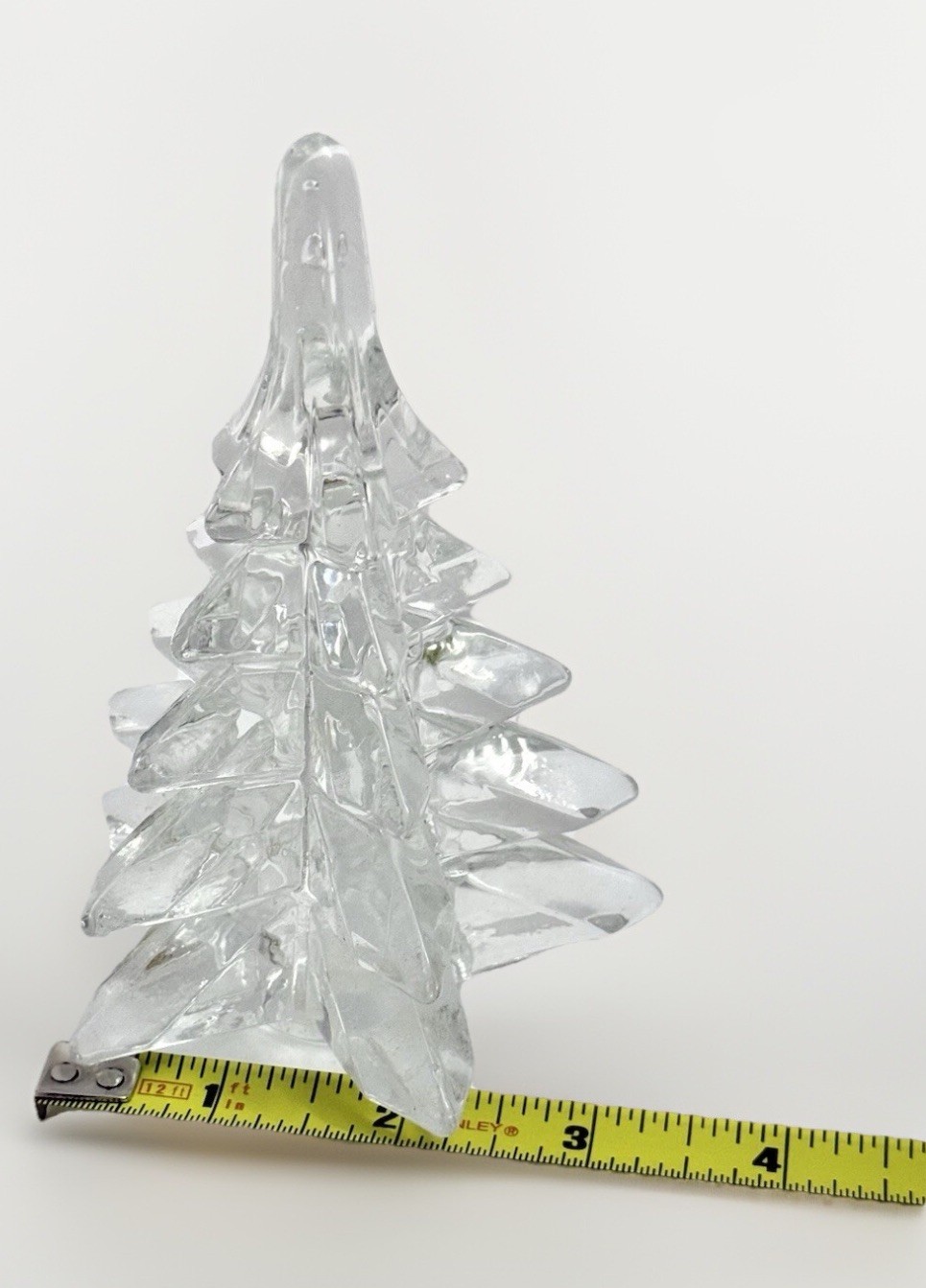 Clear Pressed Art Glass Christmas Tree 5” Figurine Sculpture Heavy Paper Weight