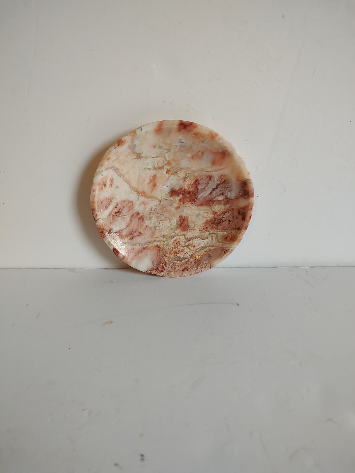 Pinkish 4″ Round Marble Trinket Tray Ashtray