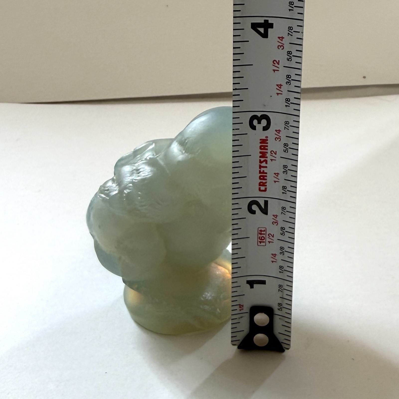 ANTIQUE SABINO ART GLASS CHICK BIRD OPALESCENT BLUE 3″ TALL