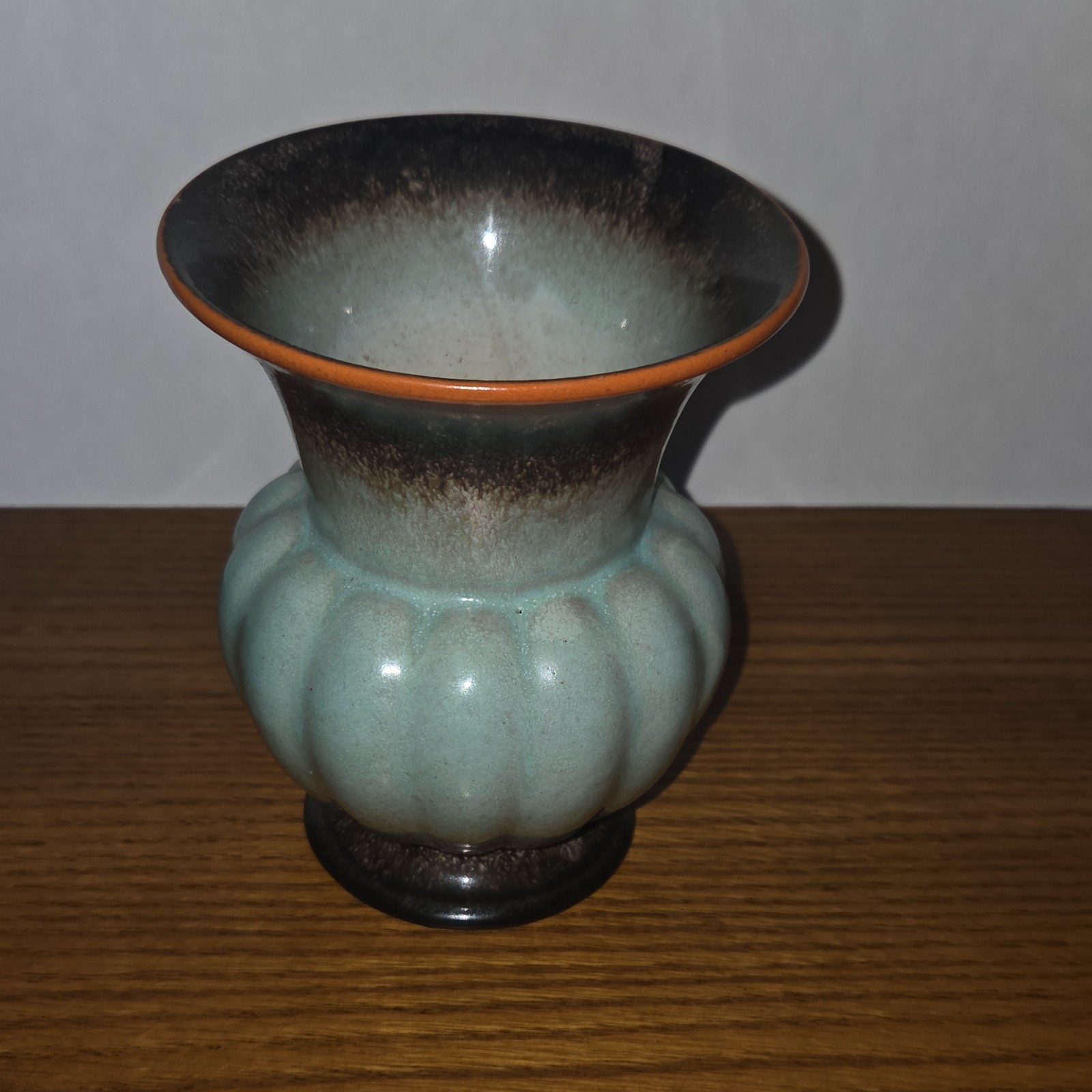 Scheurich Germany Art Pottery Ceramic Vase Blue Brown 5.5 in