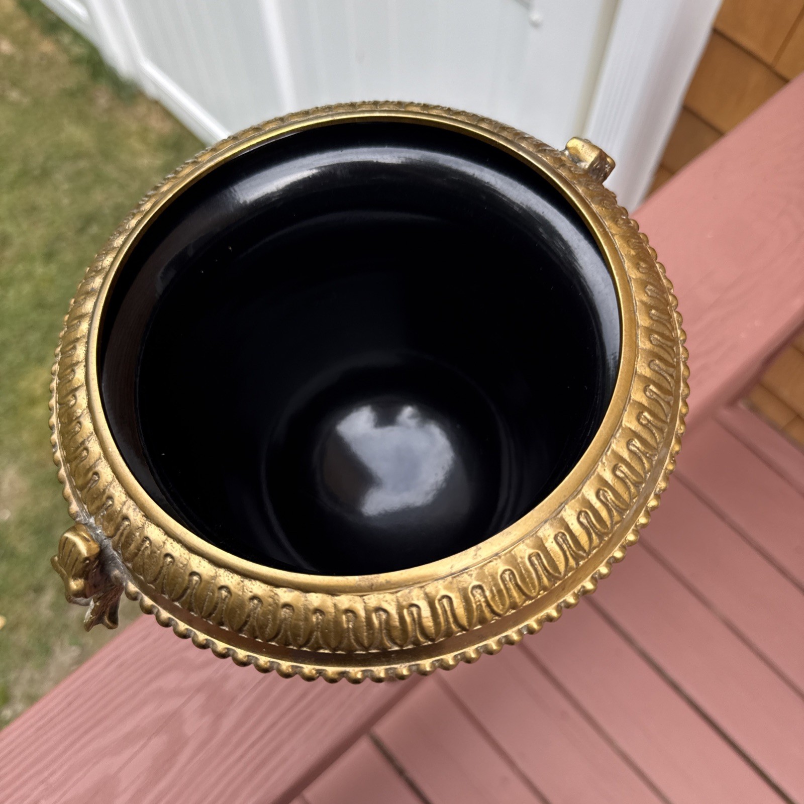 Ebony Porcelain / Lacquer Metal Urn Vase Ornate Bronce Ormolu French Style