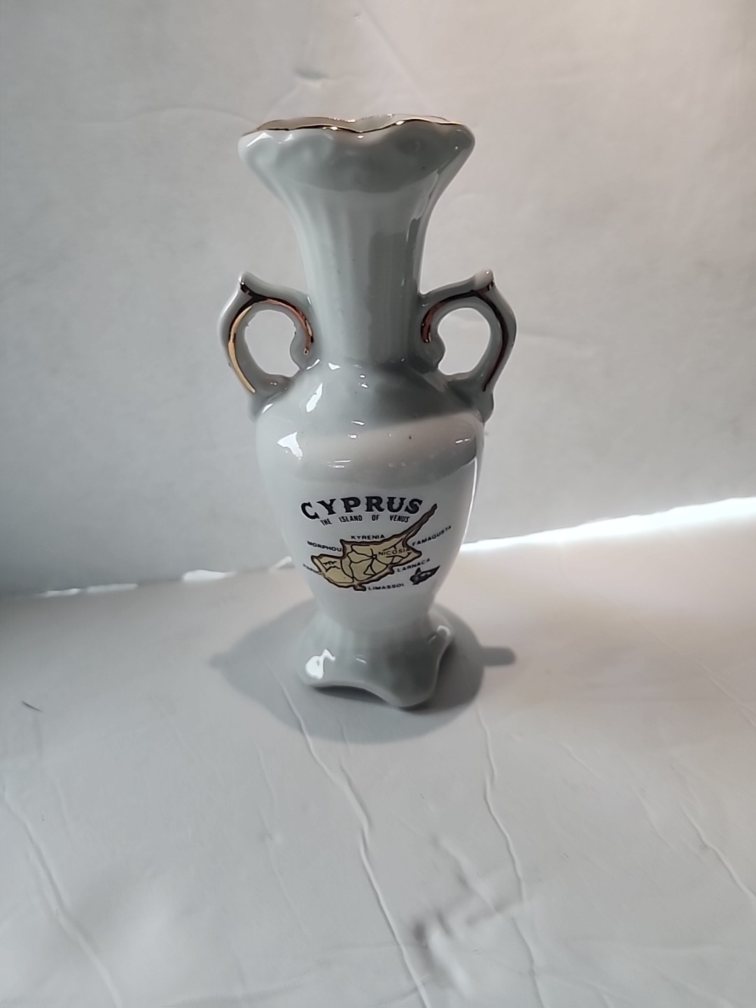 Cyprus Vase 6.5 Inches Tall 2.5 Wide Opening 2 Inches Vintage Dupe Greece Greek
