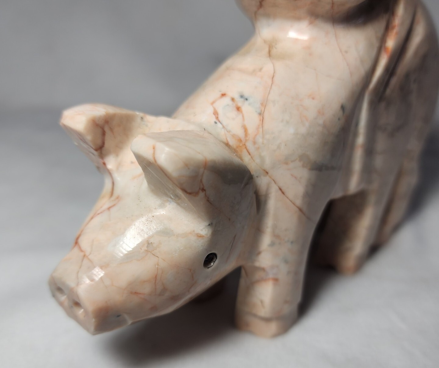 Funny Naughty Pigs Pig Pink Stone Marble Dolomite Figurine Paper Weight Statue