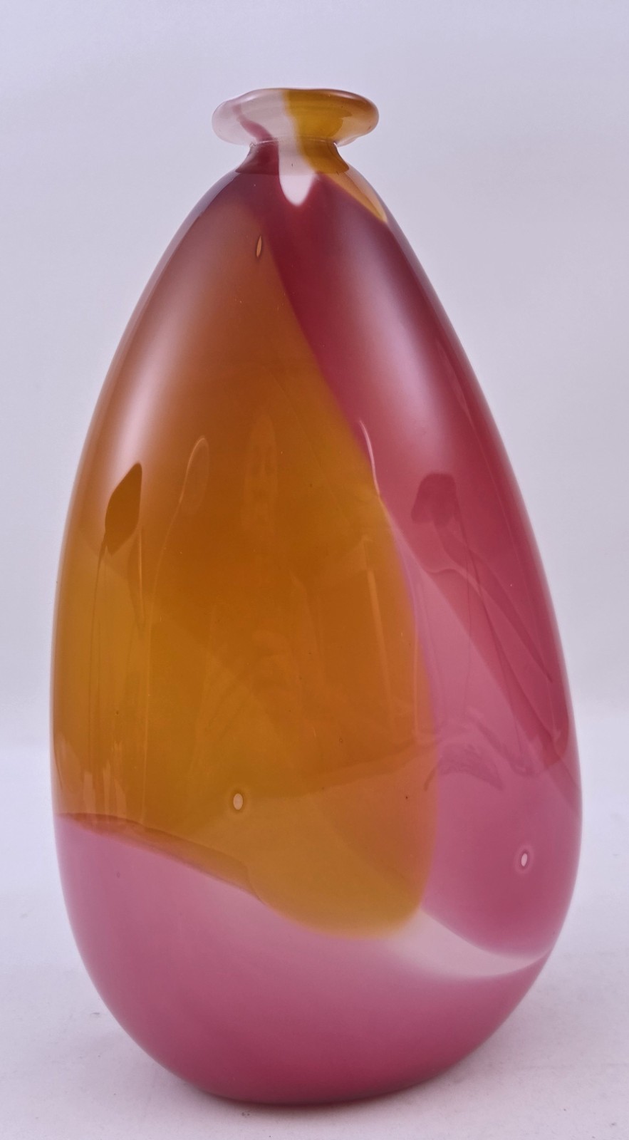 Mystery Artist Signed Studio Art Glass Bud Vase 11-1/2″ x 6-1/2″ x 3-1./2″