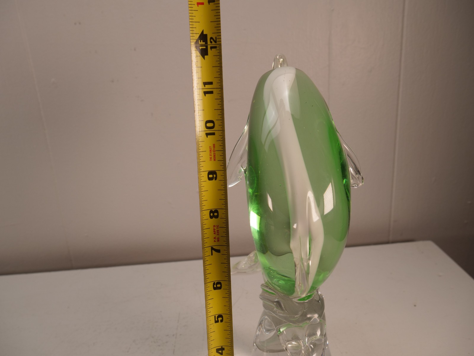 Vintage Large Murano Italian Art Glass Dolphin Sculpture Figure ~ 12″ Tall