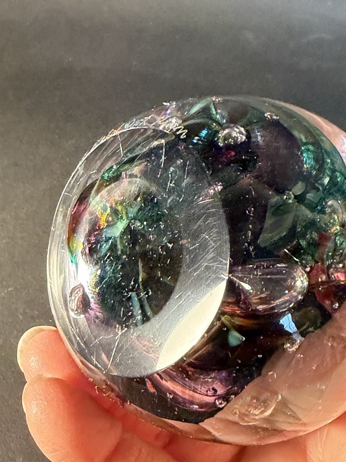 Robert Held Signed Art Glass Multicolor Swirl Bubbles -scratch On Bottom