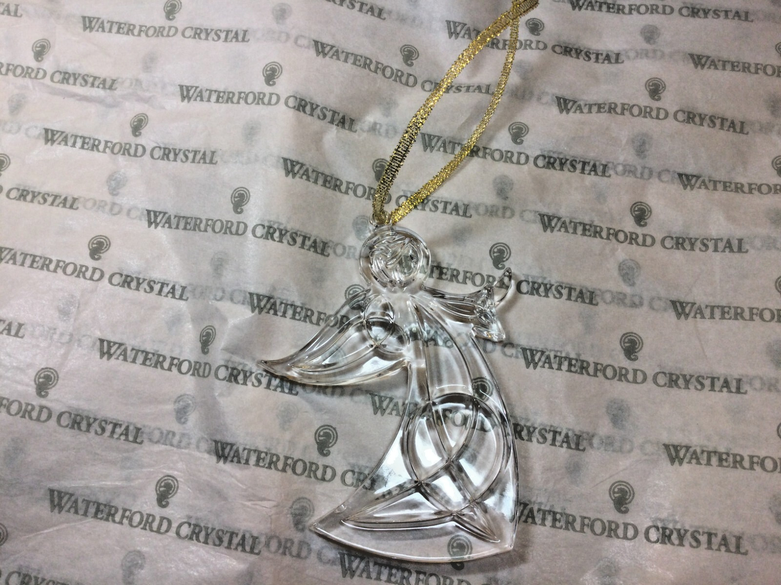 Cashs/Waterford Ireland Clear Crystal Angel Christmas Tree Ornament