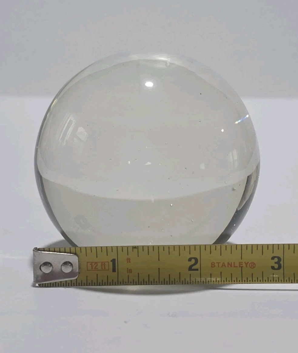Clear Round Paperweight Art Glass Sphere Ball 3″ Tiny Bubbles