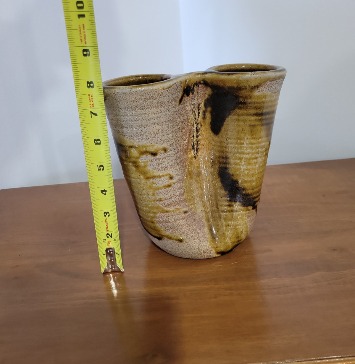 Gorgeous Studio Artist Stoneware Pottery Vessel Abstract Artist Signed 1974