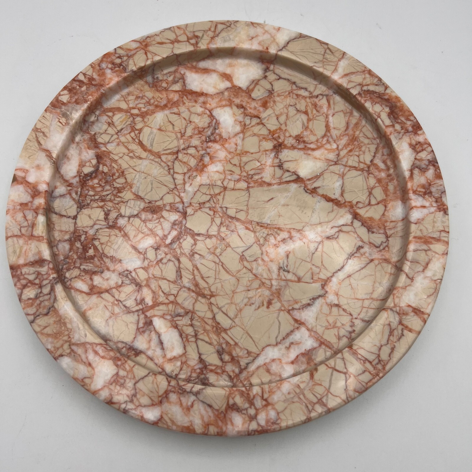 MCM Pink Italian Marble Ashtray and Trinket Dish Catchall Set of 2