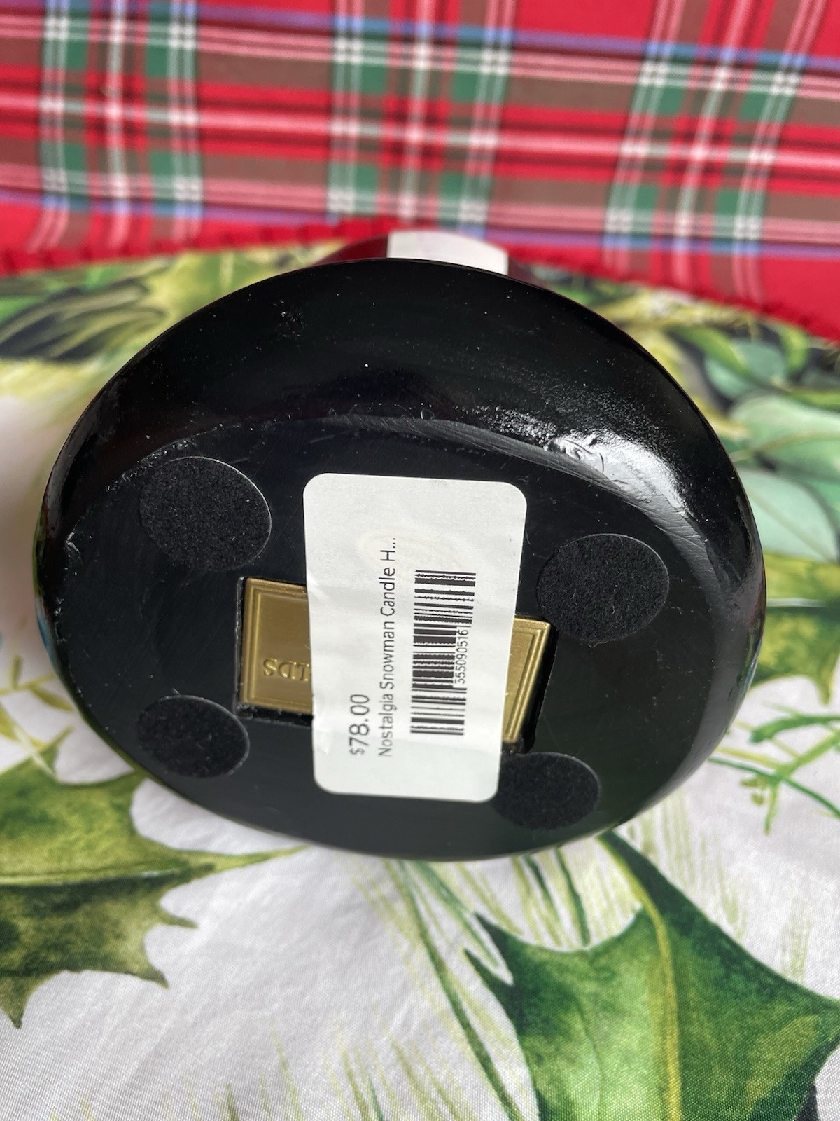 MacKenzie-Childs Nostalgia Top Hat For Snowman Candle Holder With Courtly Check