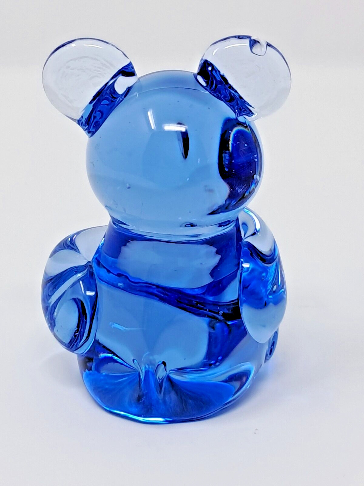 Blue Art Glass Bear Figurine 3″ tall US Commemorative Fine Art Gallery