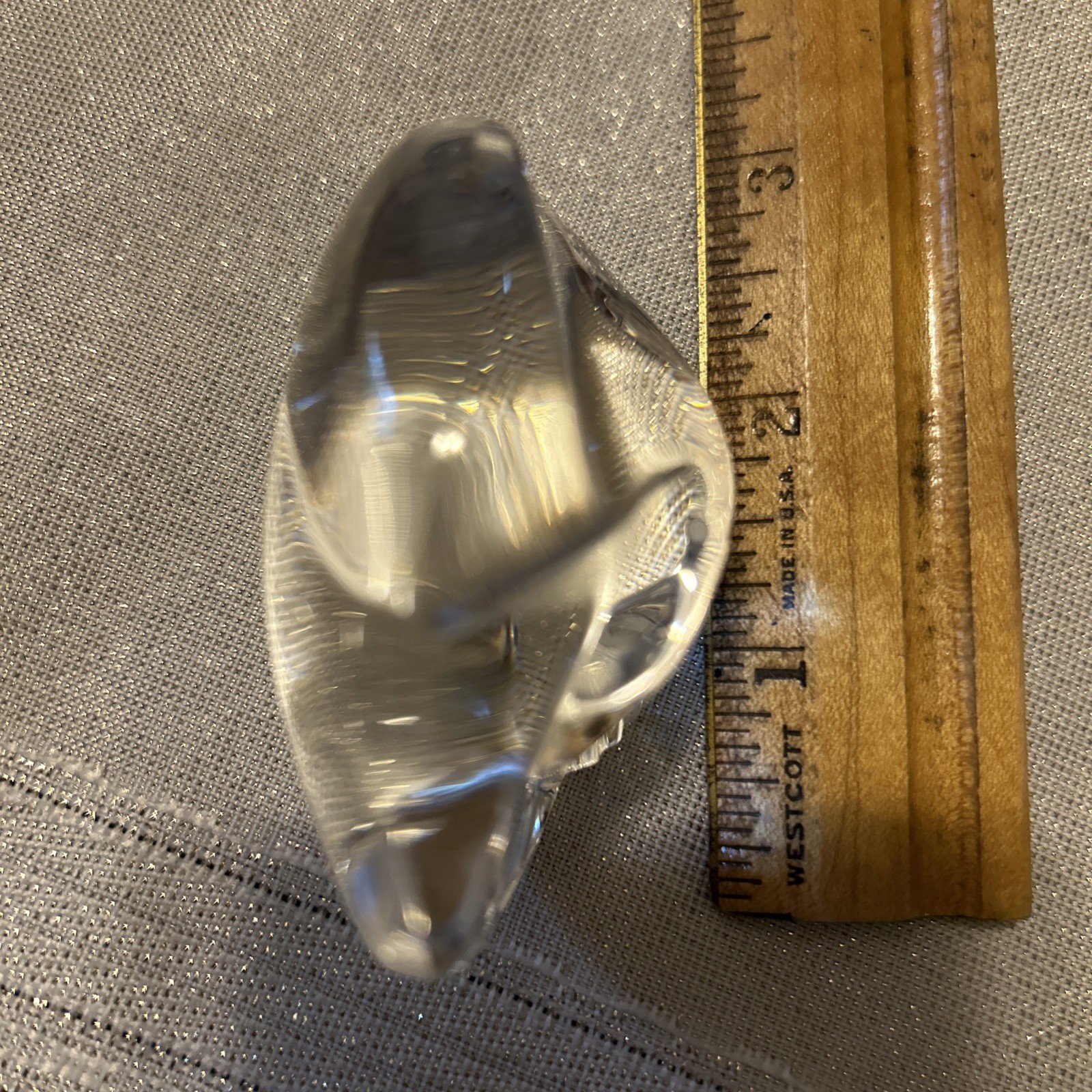 Vintage STEUBEN Signed Glass EAGLE Hand Cooler Rare Crystal Animal Paperweight