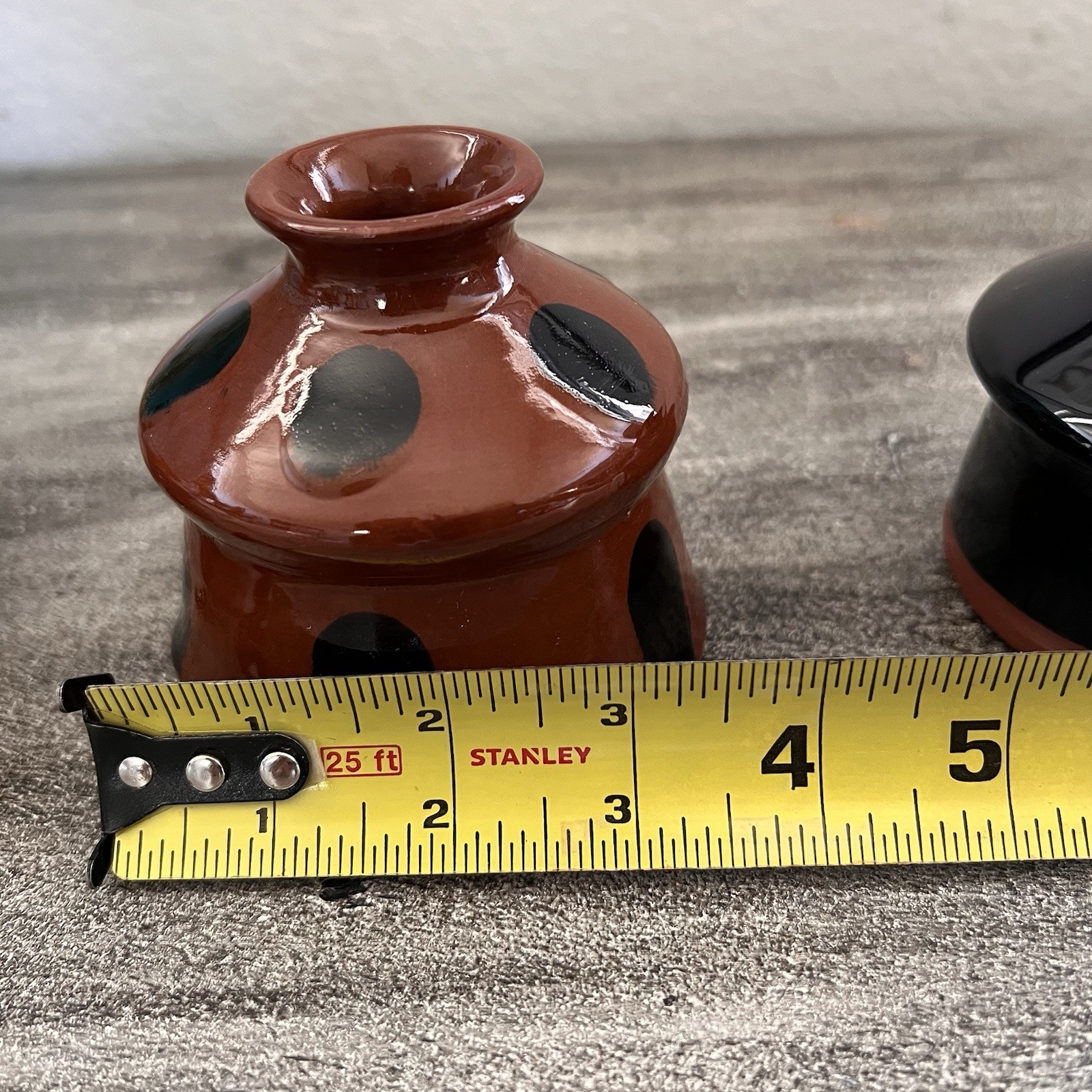 Set Of 3 Vintage Handthrown Redware Ceramic Inkwell or Vase Signed Nutt, MEL
