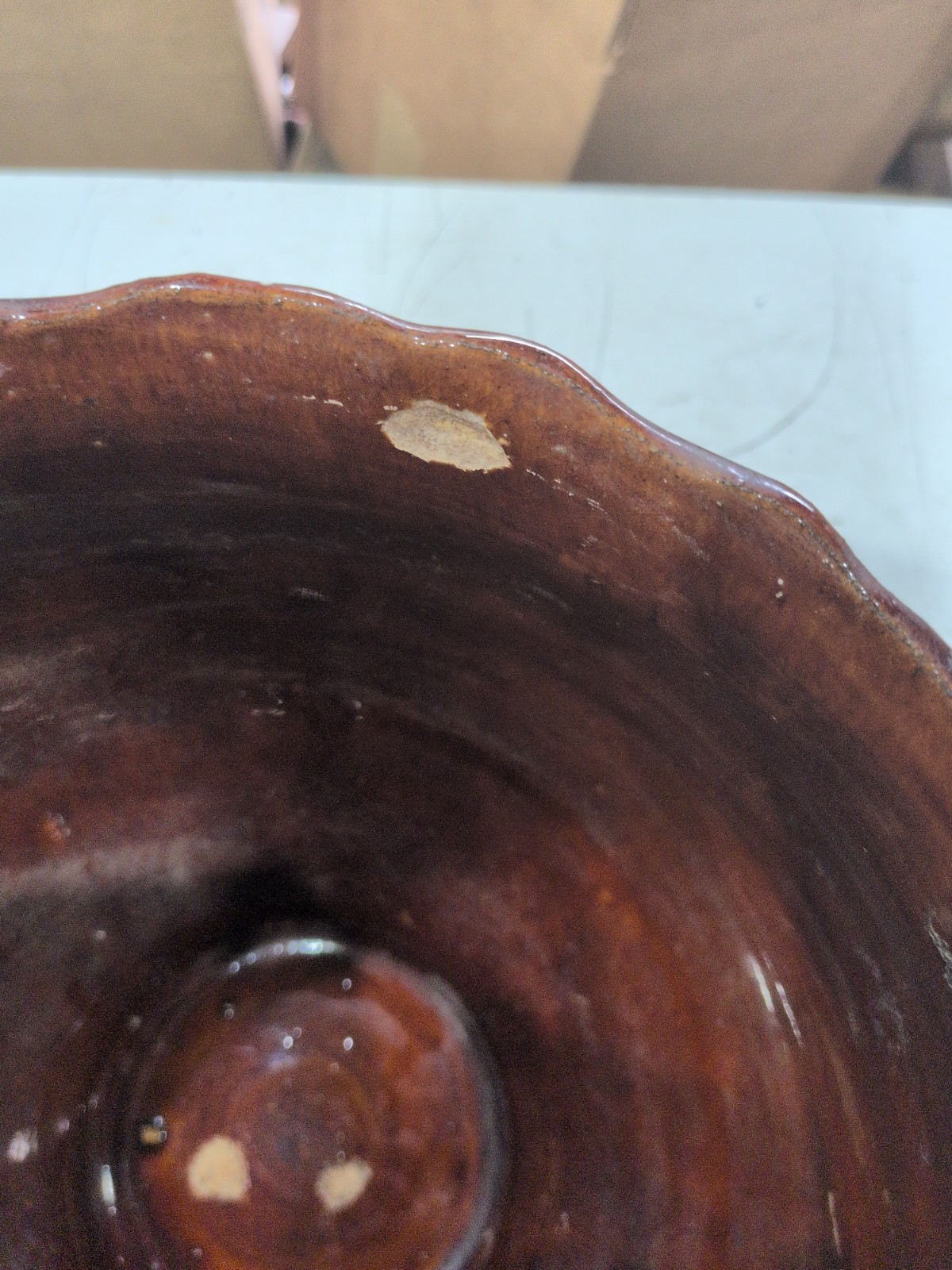 Planter Jardiniere Green Brown Vintage Maker Unknown AS IS Damaged