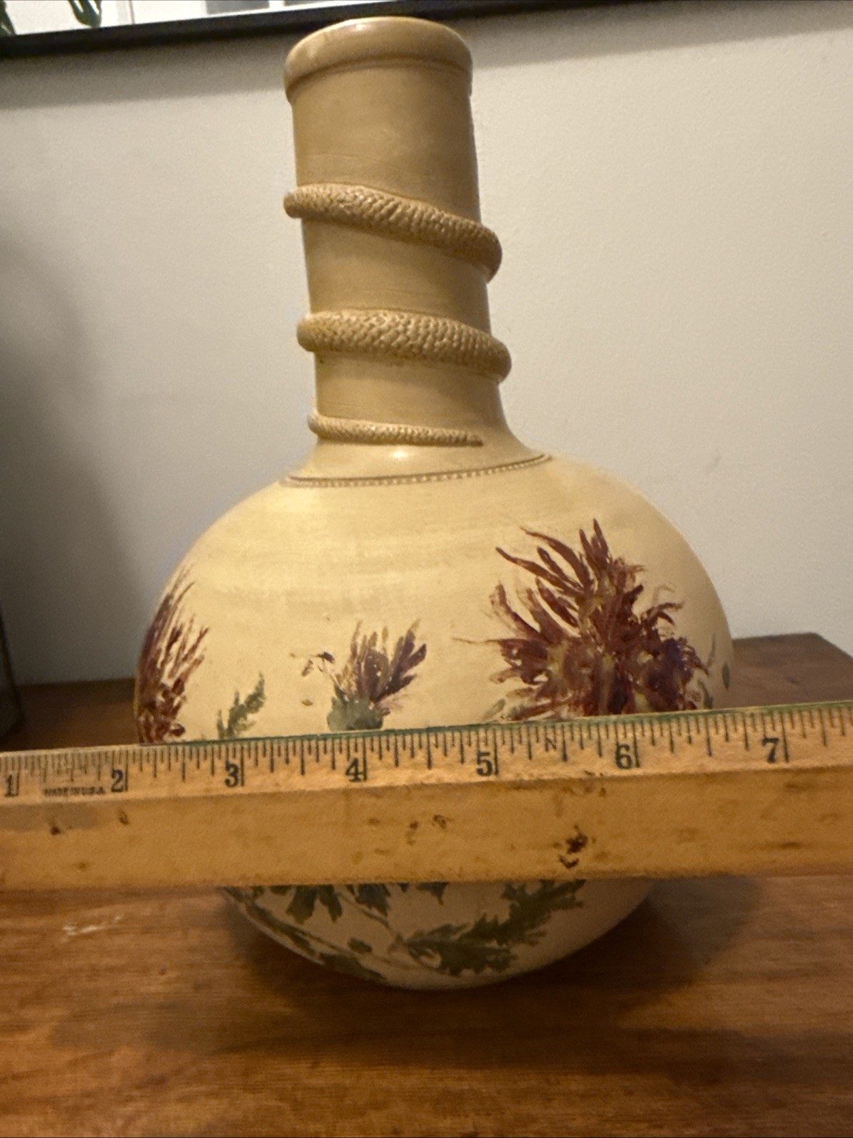 Vintage Stoneware Vase With Snake Wrapped Around The Neck