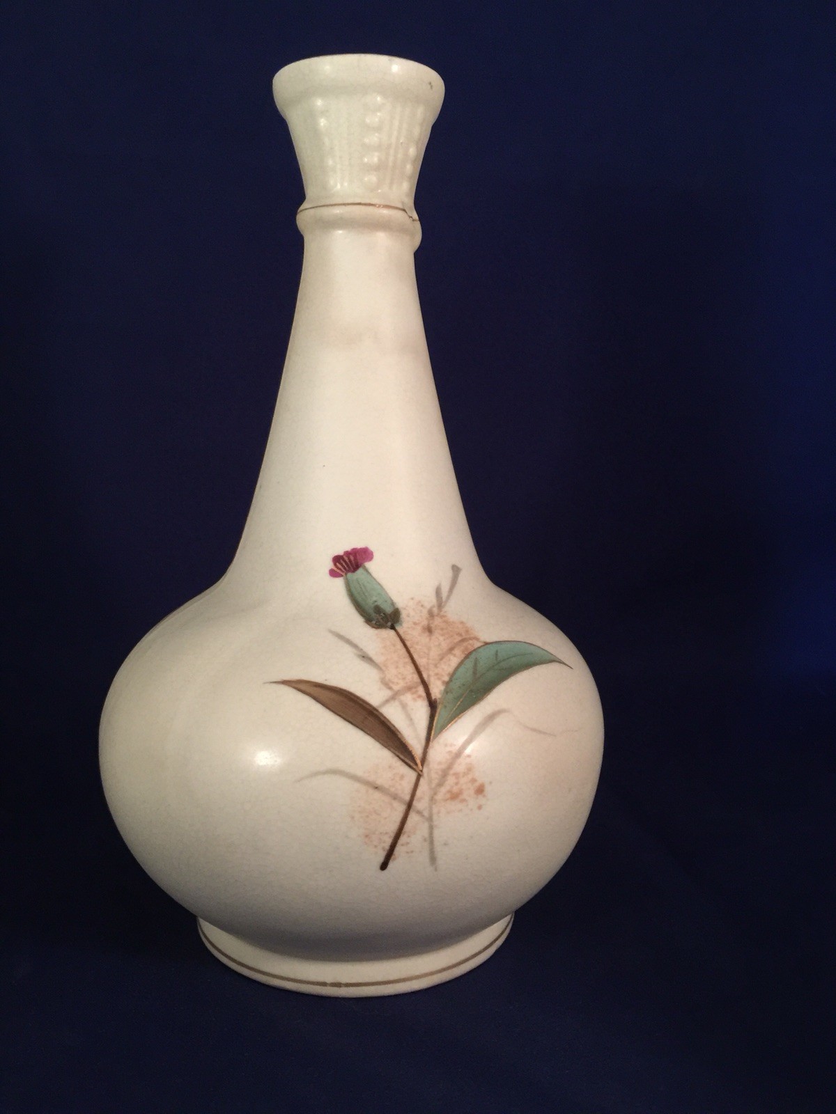 Hand painted AH Austria Vase White Floral Wild Flowers Ceramic Signed Studio Art