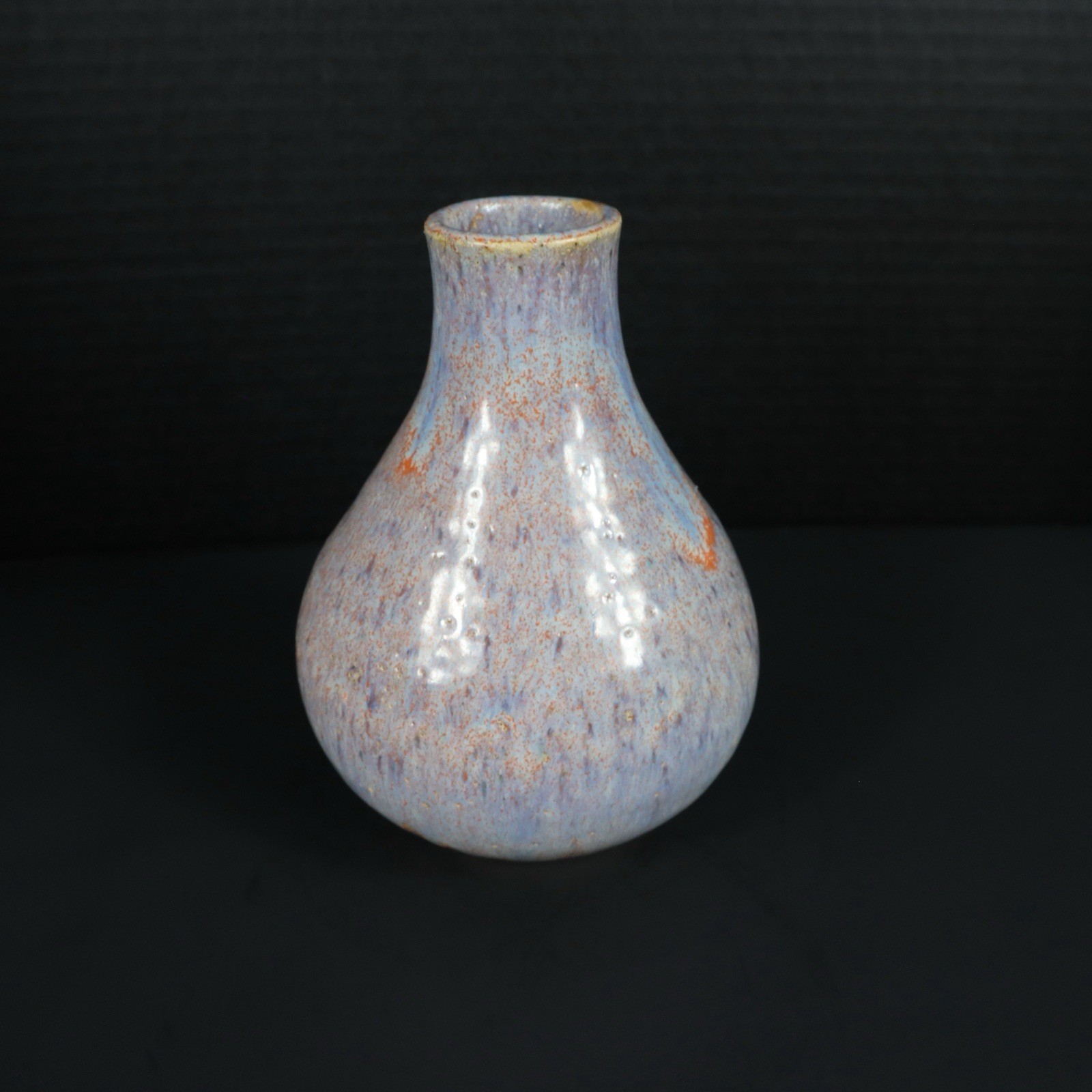 Art Pottery Blue Orange Drip Glaze Vibrant Vase Signed By Artist