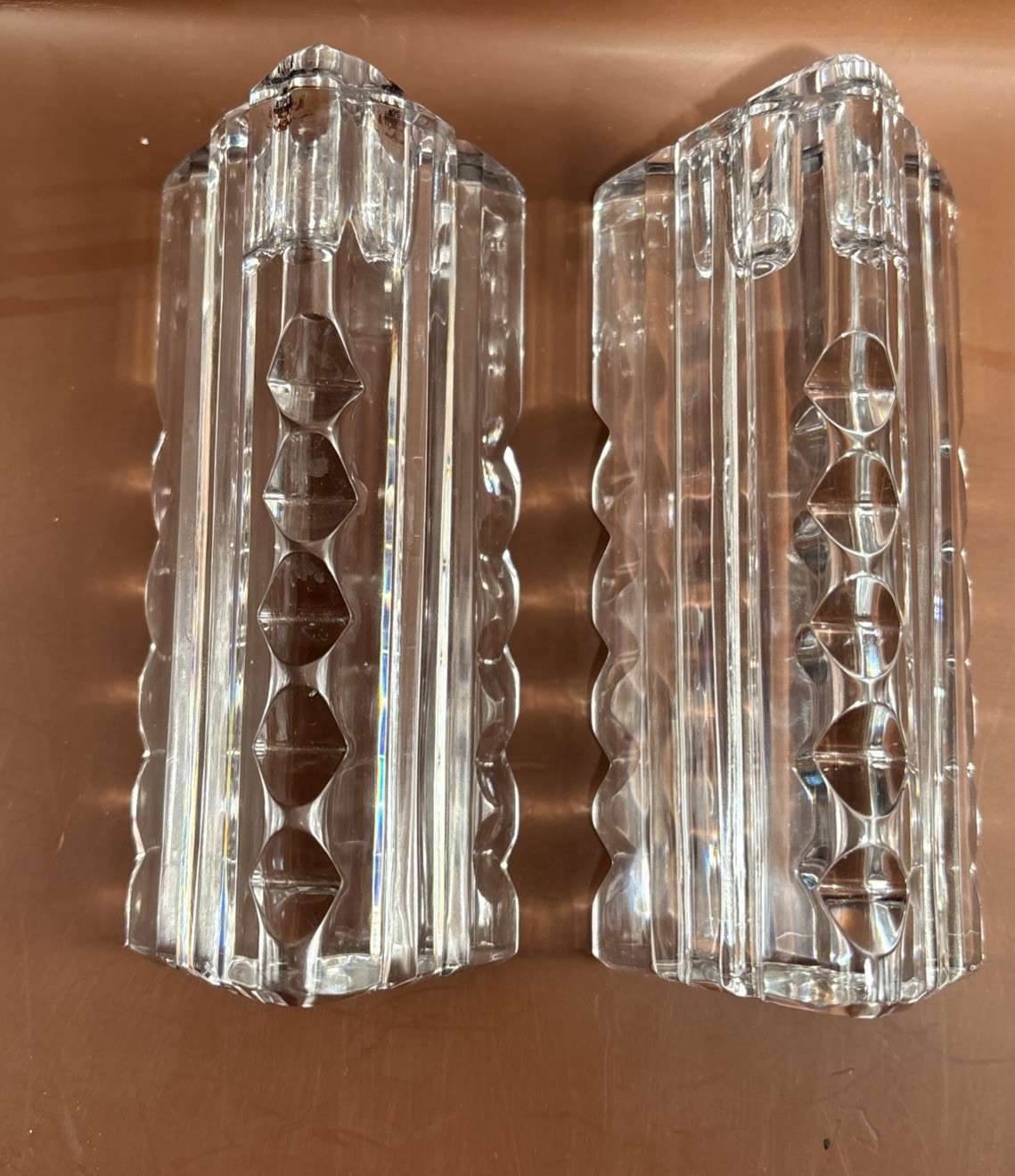 Rogaska Lead Crystal Candle Holders Exquisite Crystal. 5 By 2 3/4 In’s Signed