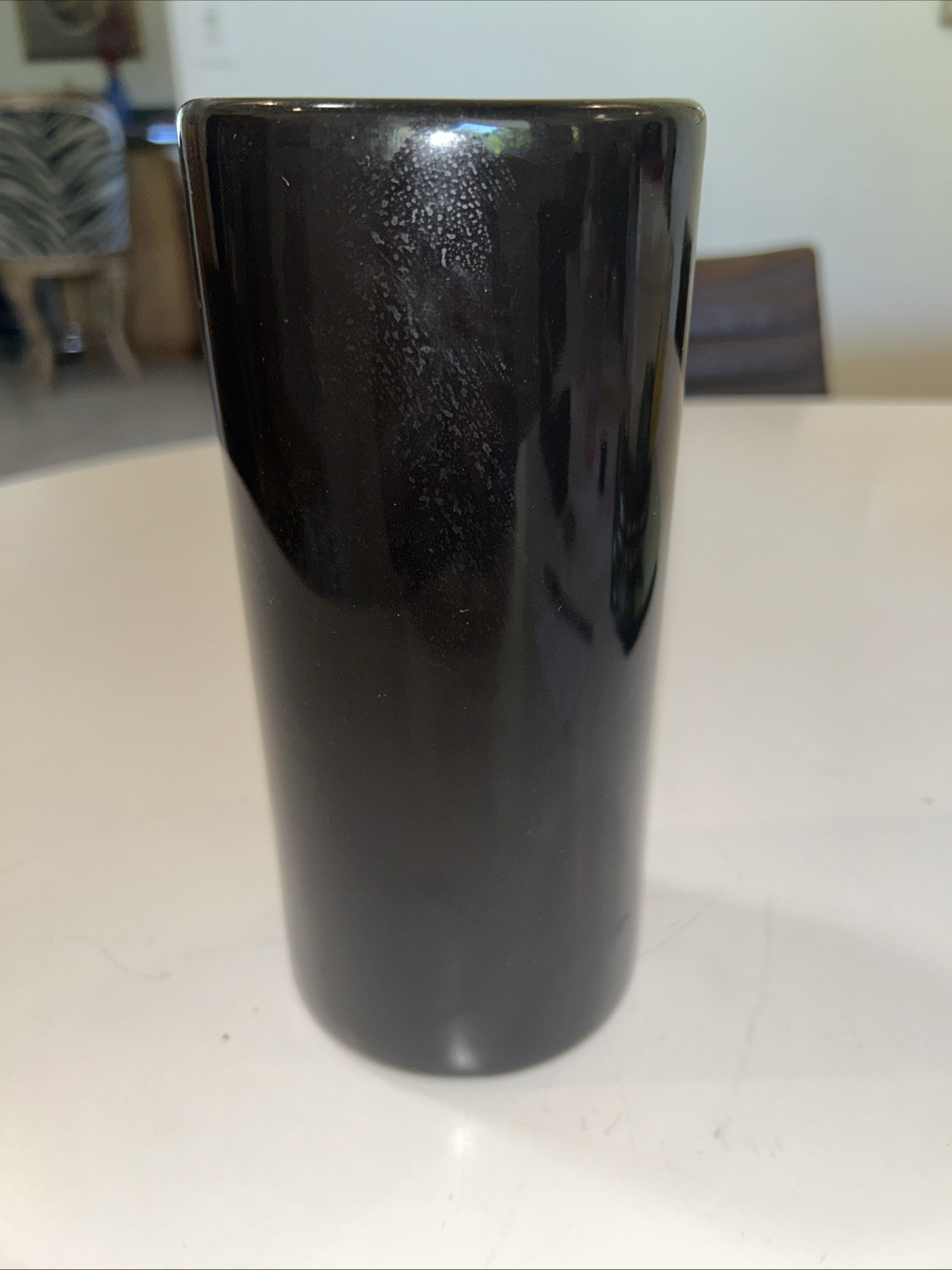 Vtg Haeger MCM Vase Black Ebony 9″ Cylinder Vase USA Original Tag
