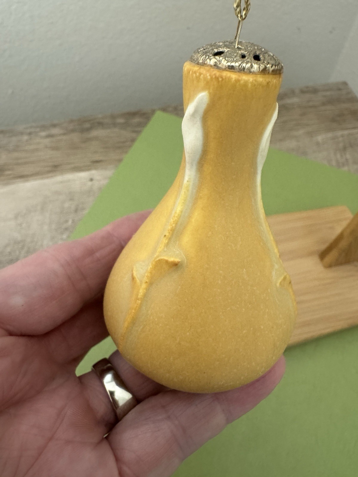 Ephraim Faience Pottery Ornament Calls Lily Yellow Ceramic Handmade USA