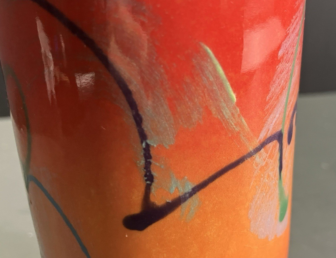 Michael Kifer Studio Art Pottery Vase 4.5” Signed Abstract Post Modern Ceramic
