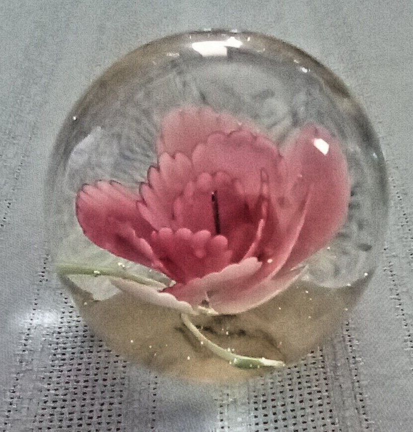 Vintage Art Glass Pink & Green Glass Paperweight 13oz