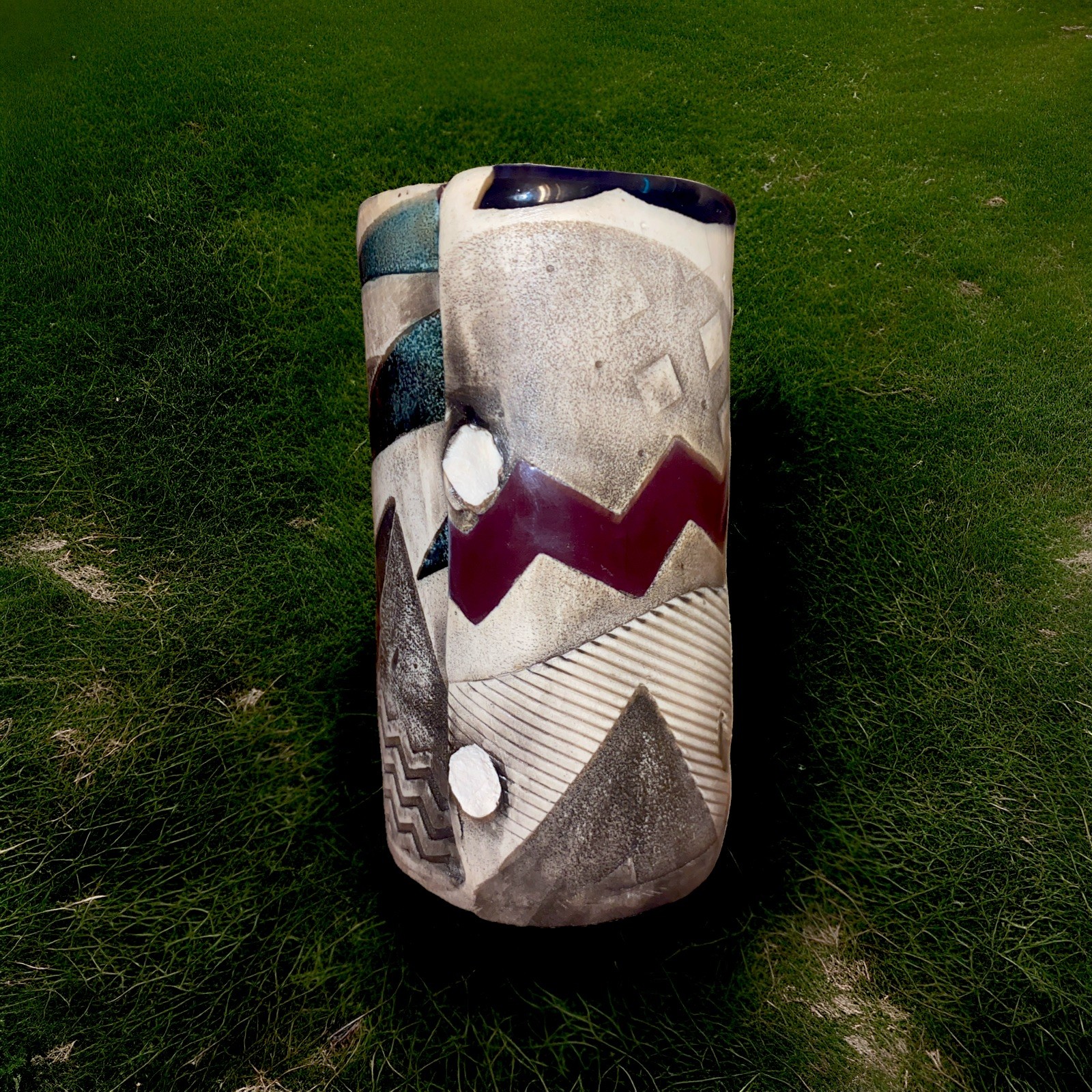 Post-modern Handmade Signed ASH WORKS 1991 Porcelain Vase