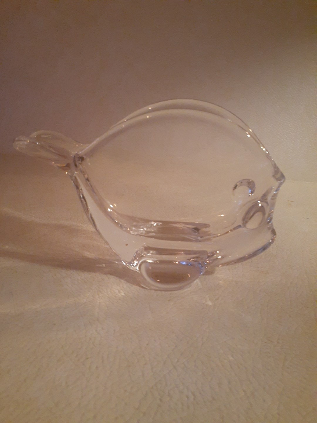 VINTAGE Art Vannes (France) Crystal Fish Cigar Ashtray – 6.5”L x 4”H