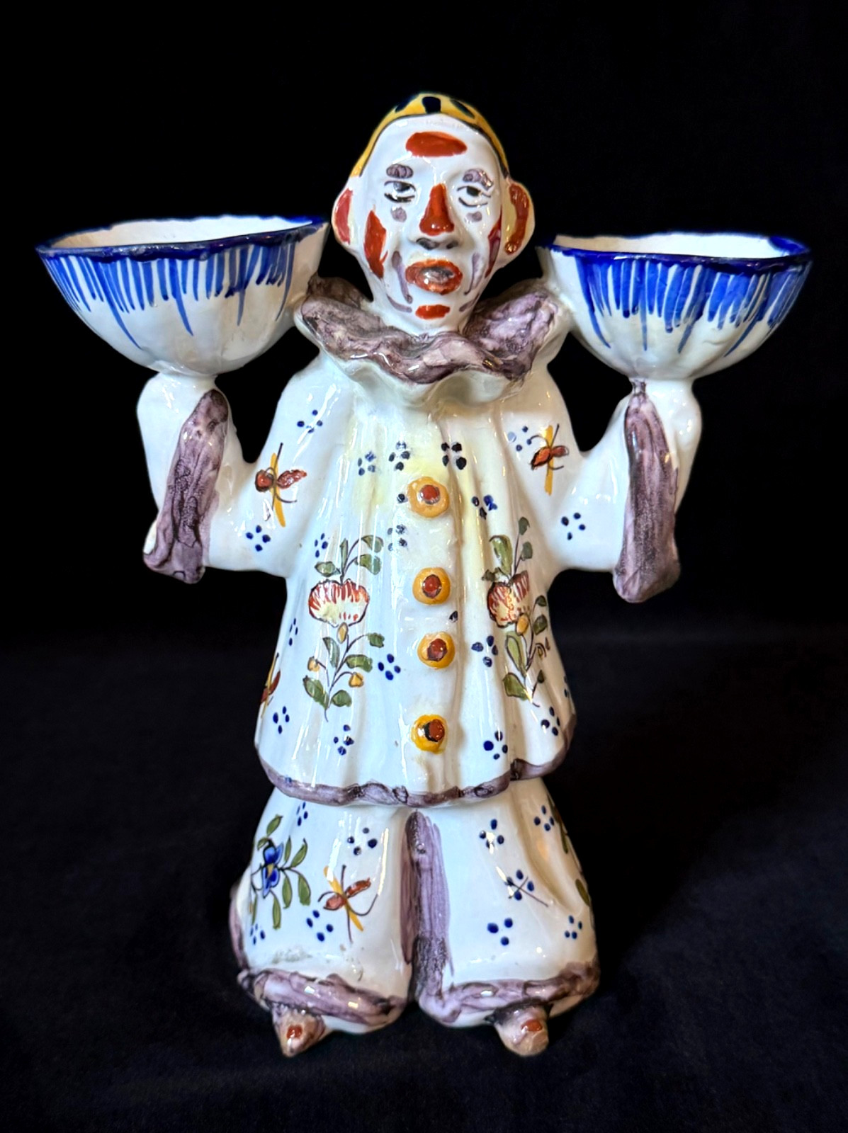 DESVRES Two Faced Clown MASTER SALT by GEO MARTEL Antique French Faience c1885
