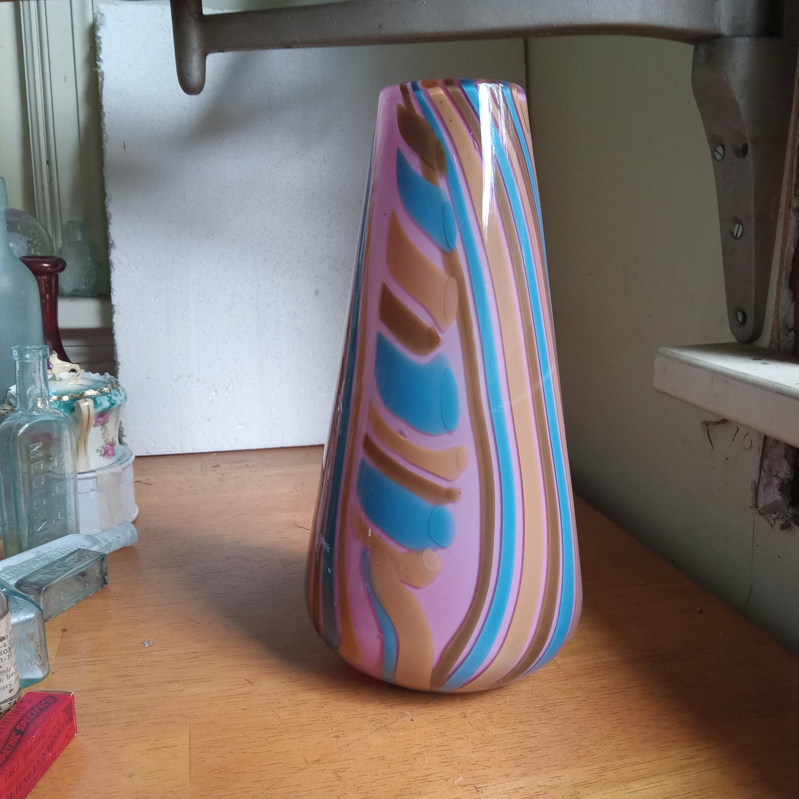 STERLING B.CRANDALL 2005 SIGNED ART GLASS VASE CRUCIBLE GLASS WORKS NEW YORK